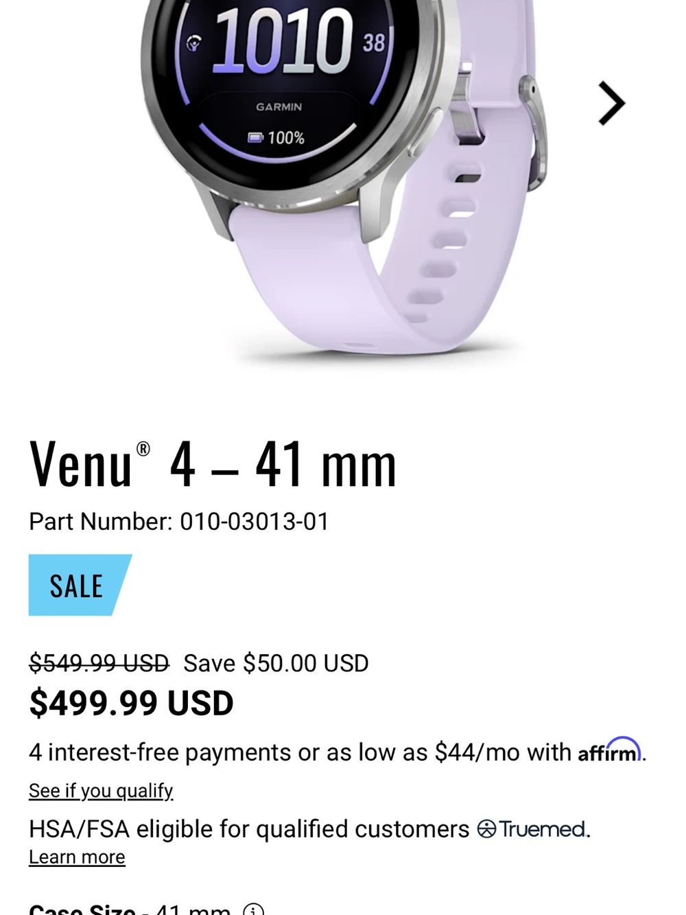garmin Venu 4 41mm Smartwatch - Silver Case